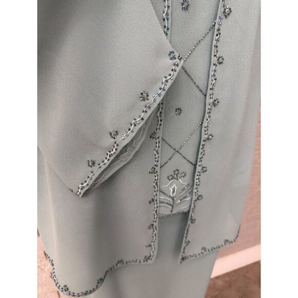 Karen Miller Women Beaded Mother of the Bride Dress Jacket 2 Piece Set Size 16 - Picture 10 of 16